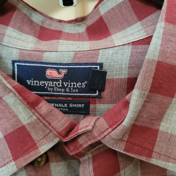 Red Vineyard Vines Plaid Whale Shirt - Picture 5 of 5
